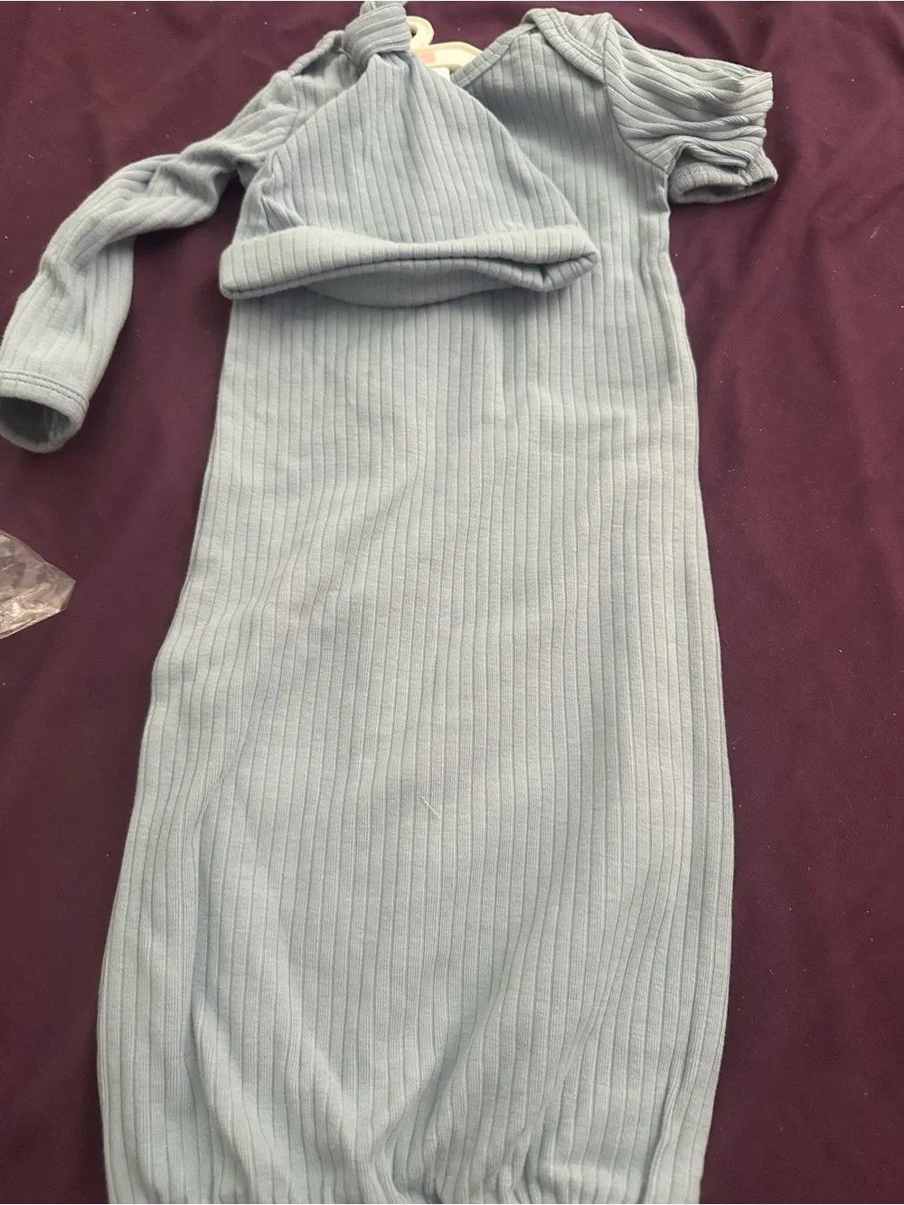 Carter's Ribbed Knot Gown Set in Light blue for twins